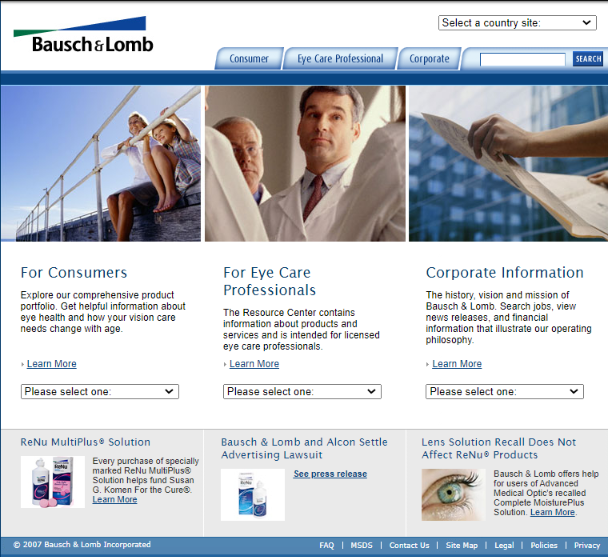 bausch & lomb website home page