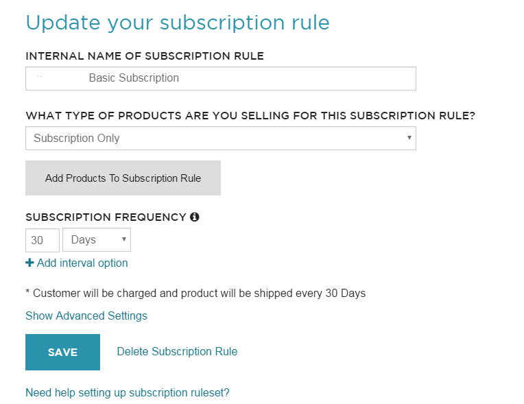 ReCharge Subscription Rule