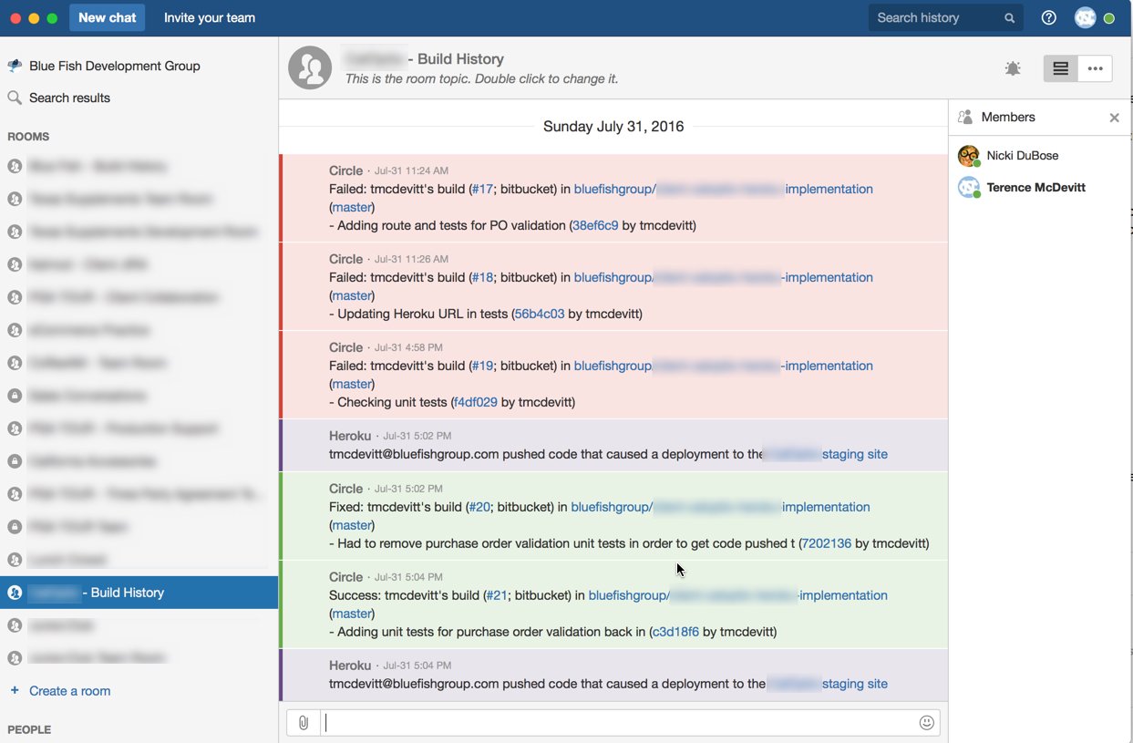 HipChat notifications being sent upon failures and successes in CircleCI