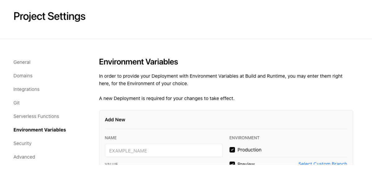 Vercel Environment Variables