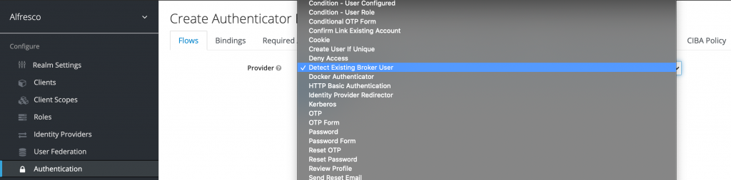 First Broker Login Flow - Detect an existing user in Alfresco Identity Service