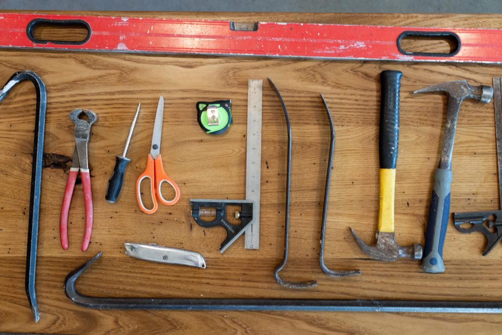 Tools on a workbench
